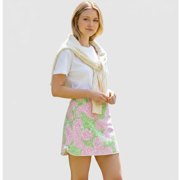 Lilly Pulitzer Pants - Lilly Pulitzer Cosette Limeade Pink Green Mini Skort Size 6